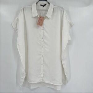 Quince Vintage Wash Tencel Camp Shirt White sz XS NWT can fit S, M
